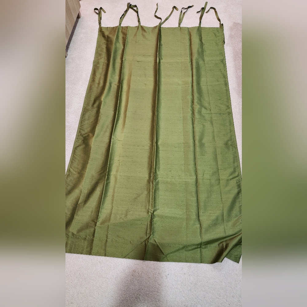 Pottery Barn Olive Green Curtains - One Set Of 2